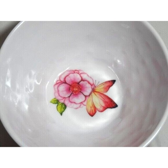 Studio California Soup Dessert Cereal Bowl Butterfly Floral Garden Melamine Gift - Picture 2 of 6